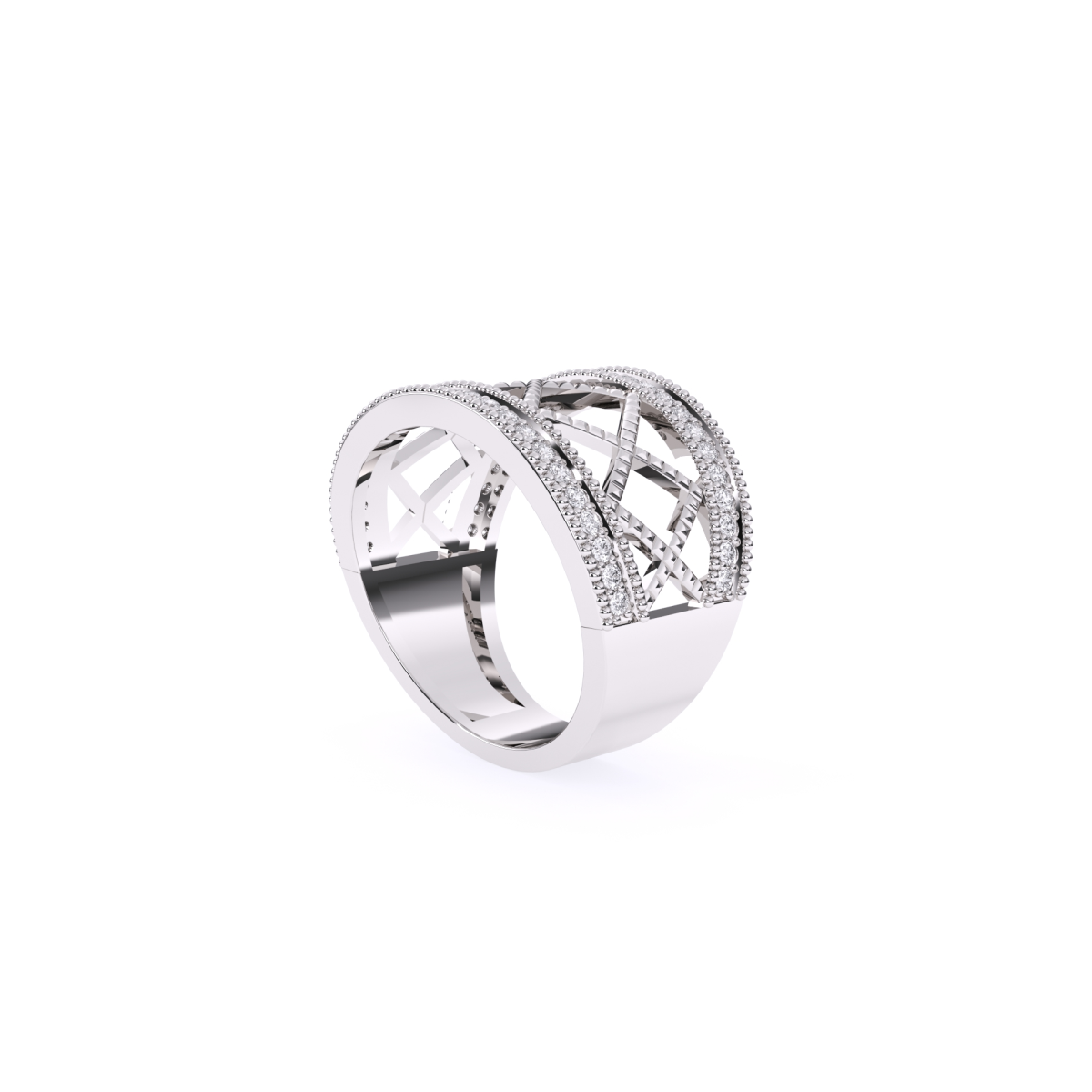 Crown Style Unique Round Diamond Rose Gold Band